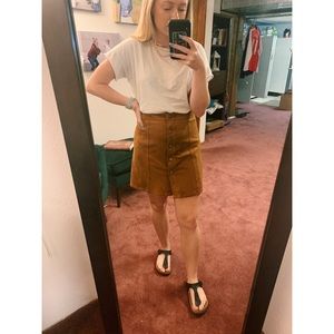 Faux velvet button down skirt